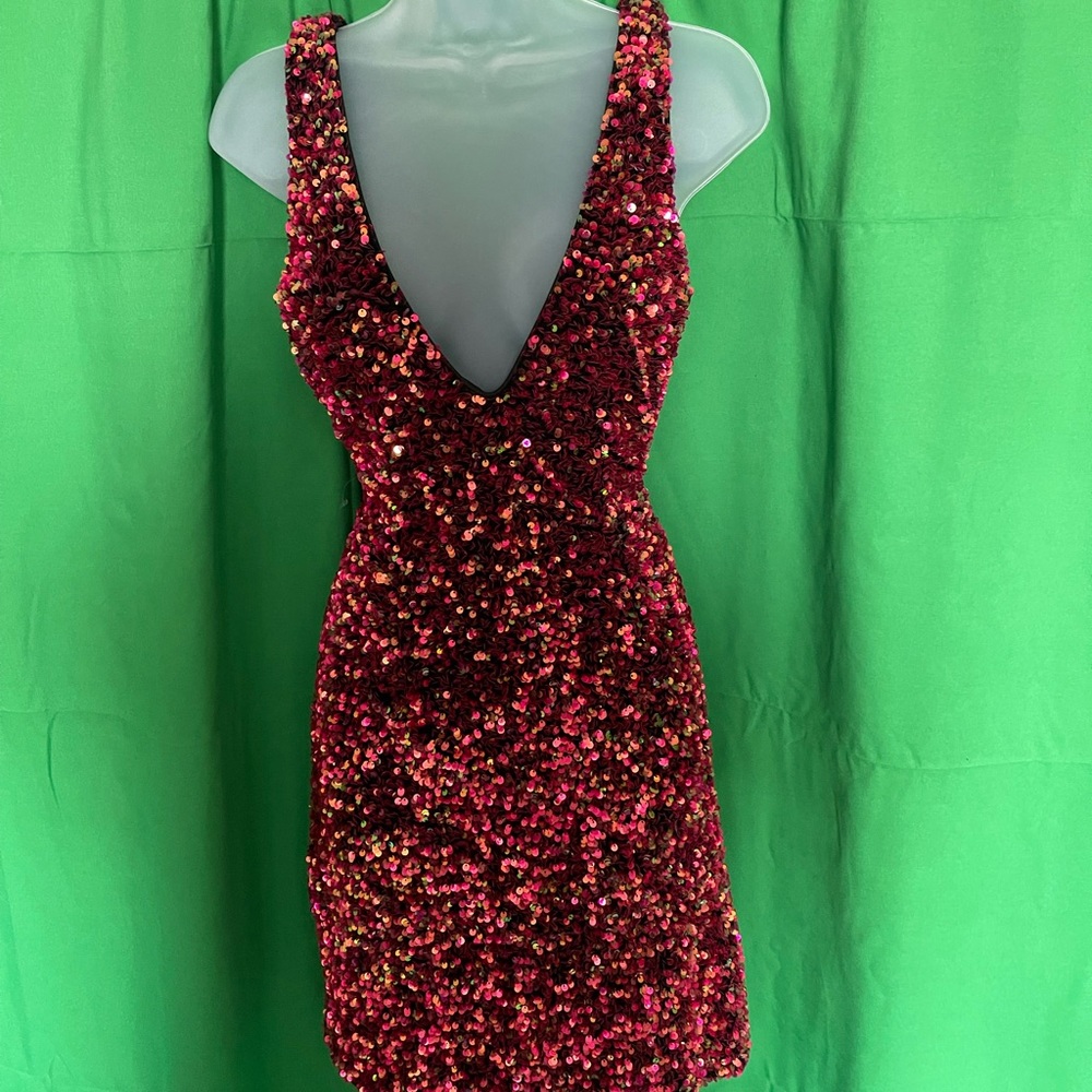 Red sparkle mini dress